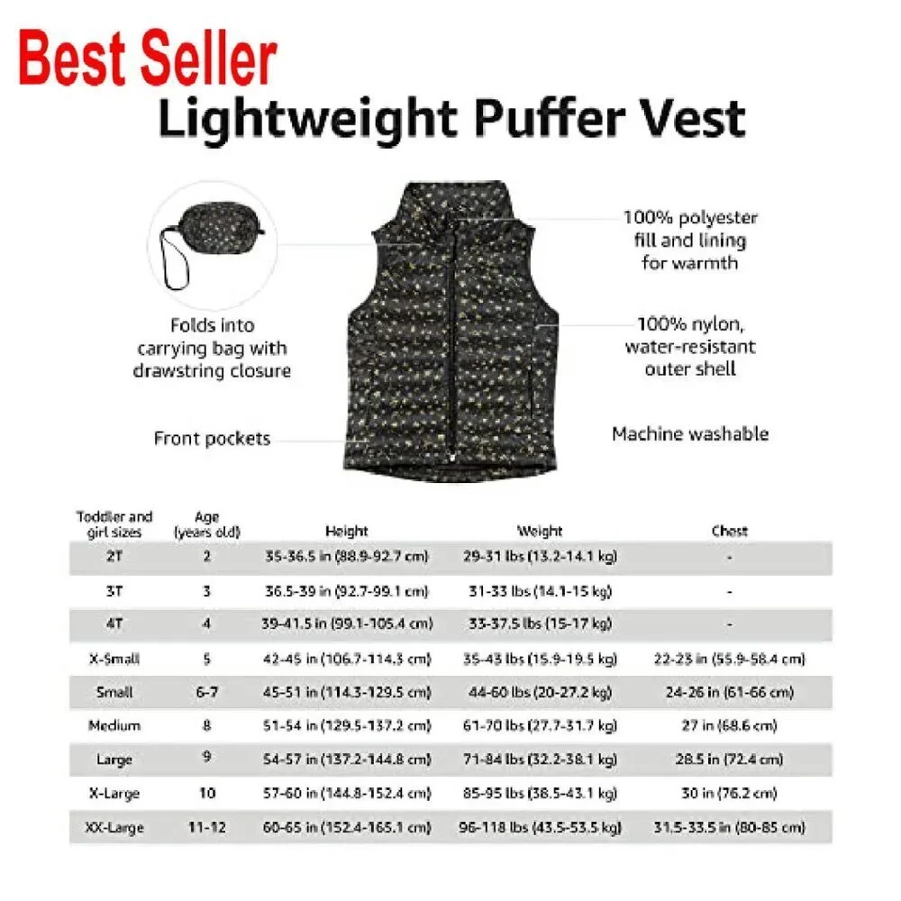Lightweight Water-Resistant Packable Puffer Vest Relaxed Fit Chic